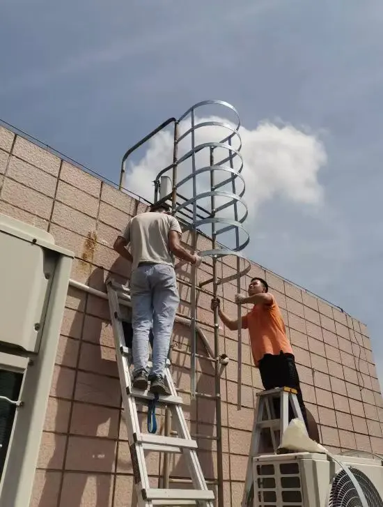 Montage d'une échelle à crinoline sur façade